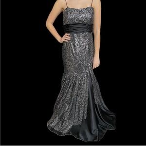 Sophisticated Black and Silver Prom Dress